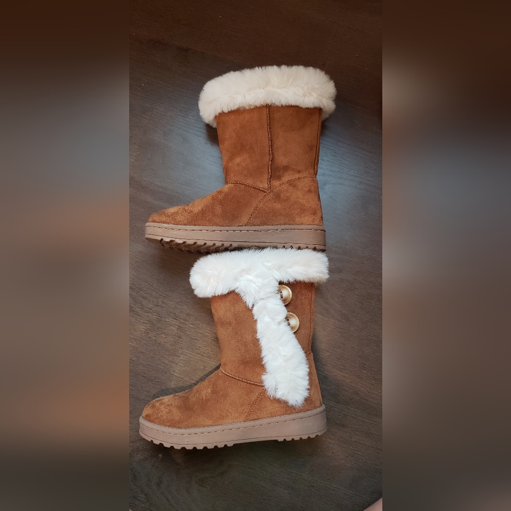 SO Sophia girls winter faux shearling Camel boots Size 1